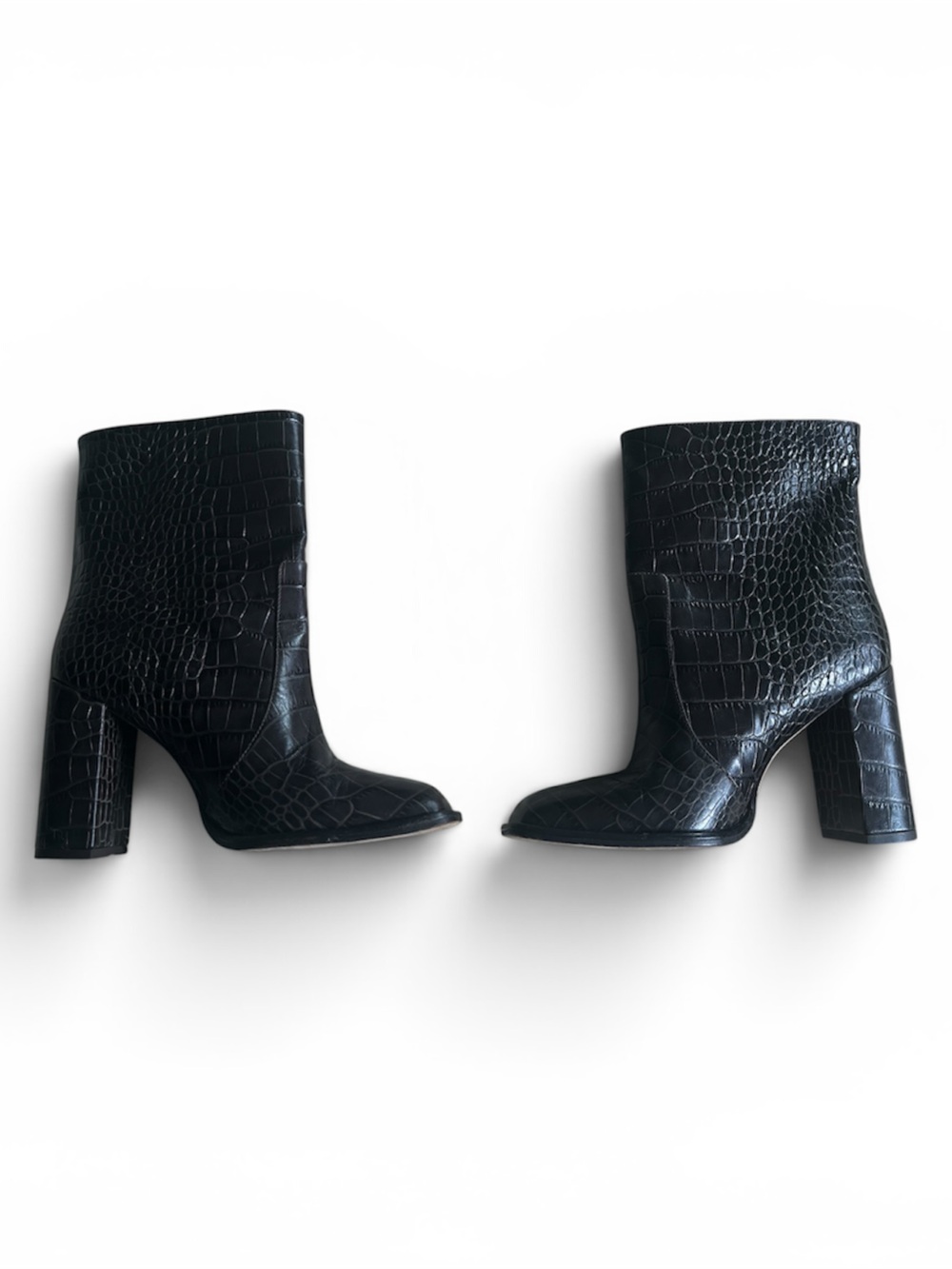 Paris Texas $790 Brown Croc-Embossed Block Heel Ankle Boots